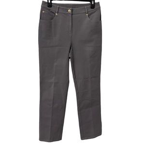 ST. JOHN Yellow Label Cotton Stretch Chino Pants Slacks Straight Leg Grey Size 4